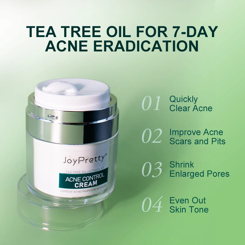 JoyPretty Acne Face Cream Pimple Treatment Tea Tree Anti-inflammatory Acne Scars Clear Pore Moisturiz Facial Creams Skin Care