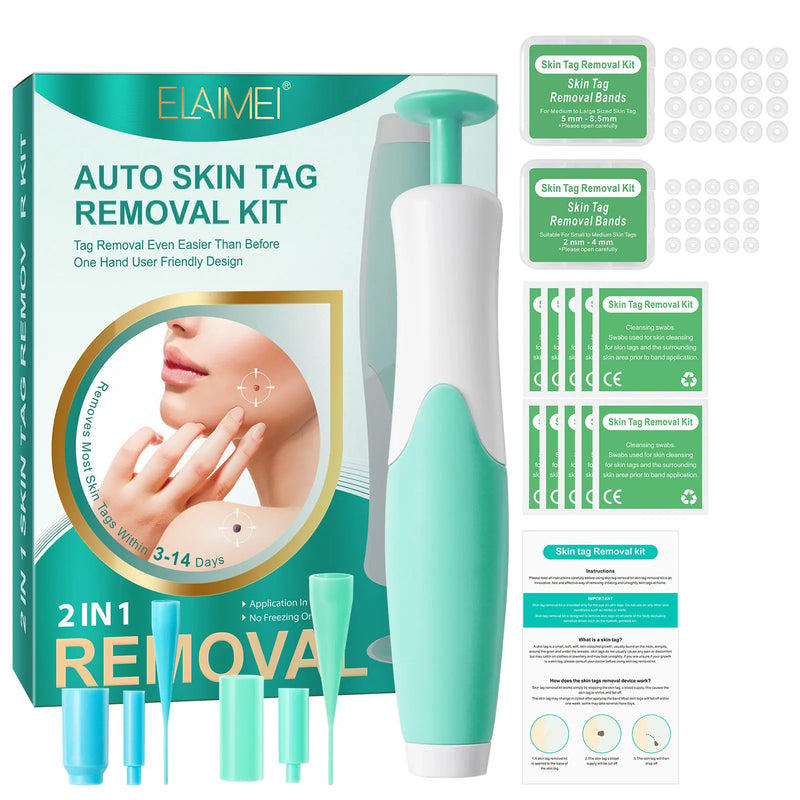 Auto Skin Tag Removal Kit 2-8mm Band Painless Mole Wart Skin Tag Remover Pen Wart Dot Corn Treatments Body Facial Beauty Tool