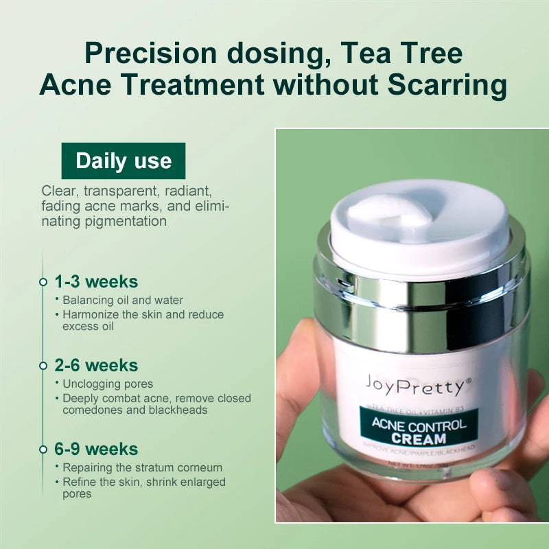 JoyPretty Acne Face Cream Pimple Treatment Tea Tree Anti-inflammatory Acne Scars Clear Pore Moisturiz Facial Creams Skin Care