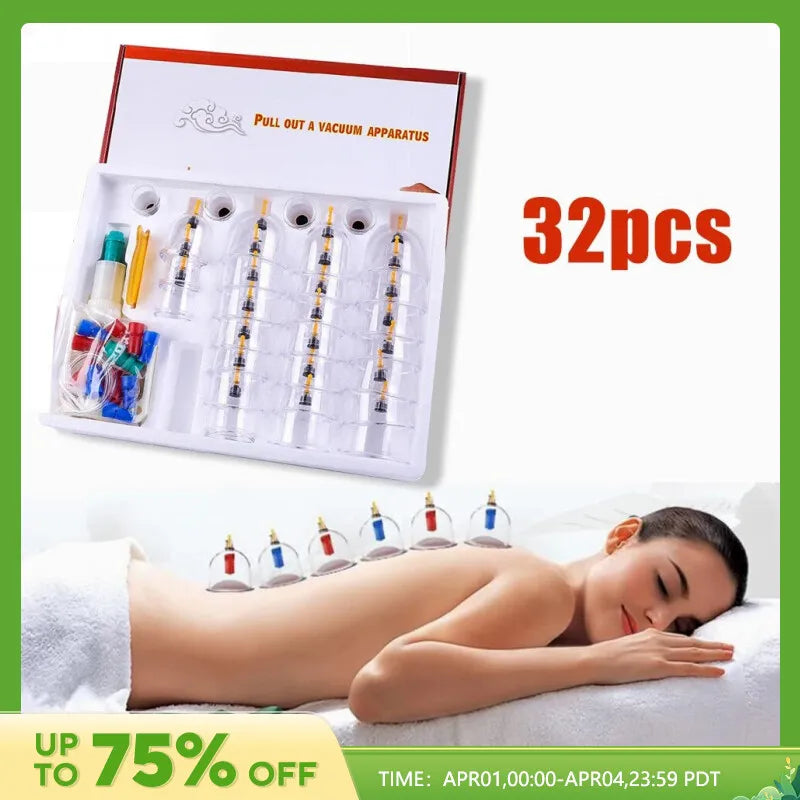 32 Pieces Professional Vacuum Acupuncture Cupping Thickened Vacuum Cupping Device Relieves Muscle And Joint Pain During Cupping