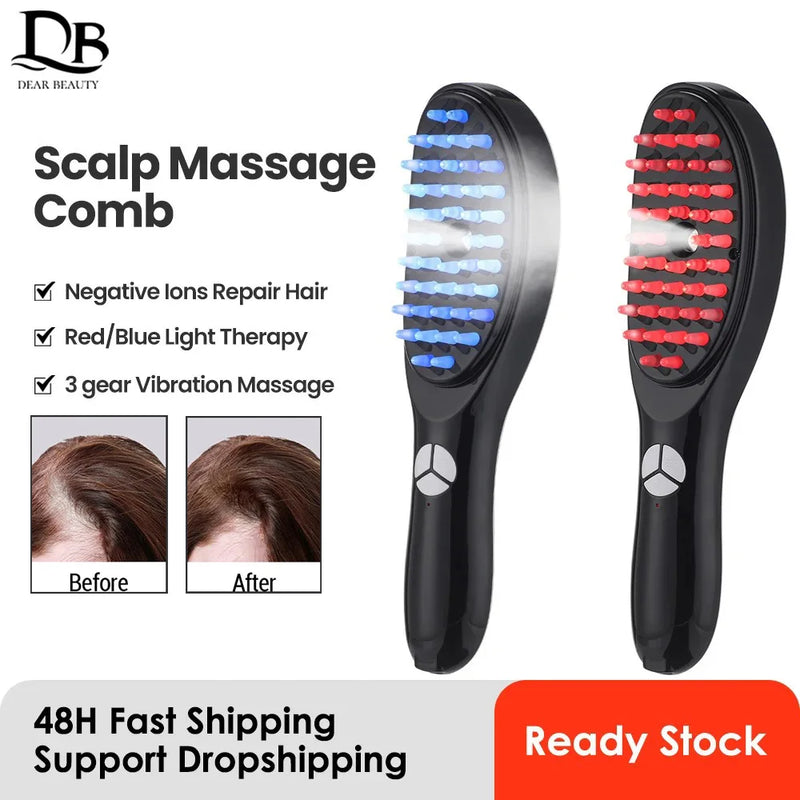 Sonic Vibration Scalp Massage Comb Light Therapy Head Massage Comb Anti Hair Loss Anion Spray Hair Growth Brush Stress Relief