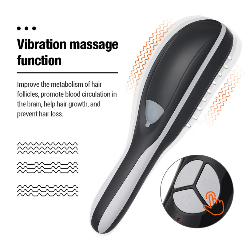 Sonic Vibration Scalp Massage Comb Light Therapy Head Massage Comb Anti Hair Loss Anion Spray Hair Growth Brush Stress Relief