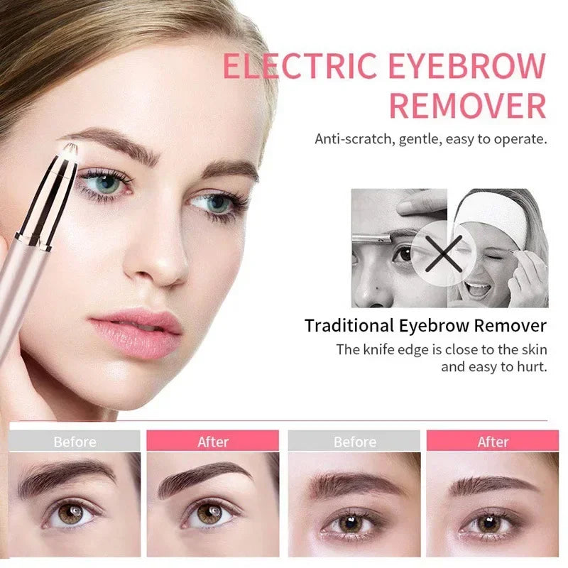 Women Electric Eyebrow Trimmer Eyebrow Shaper Pencil Face Hair Remover for Women Men Automatic Eyebrow Shaver Makeup Pocketknife