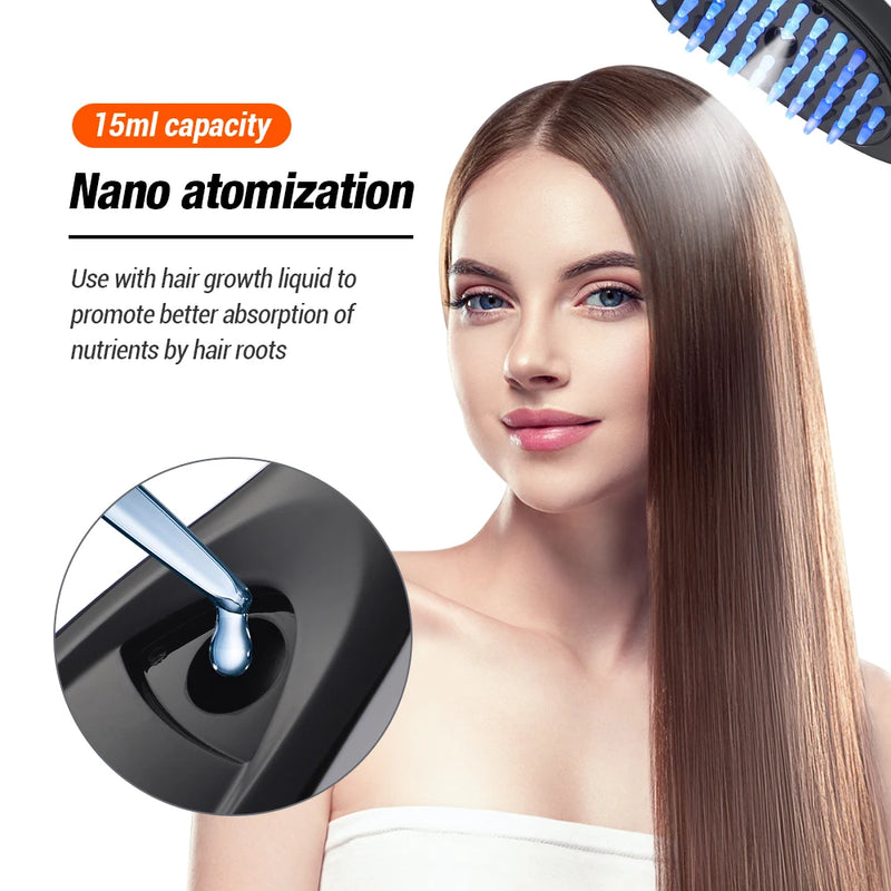 Sonic Vibration Scalp Massage Comb Light Therapy Head Massage Comb Anti Hair Loss Anion Spray Hair Growth Brush Stress Relief